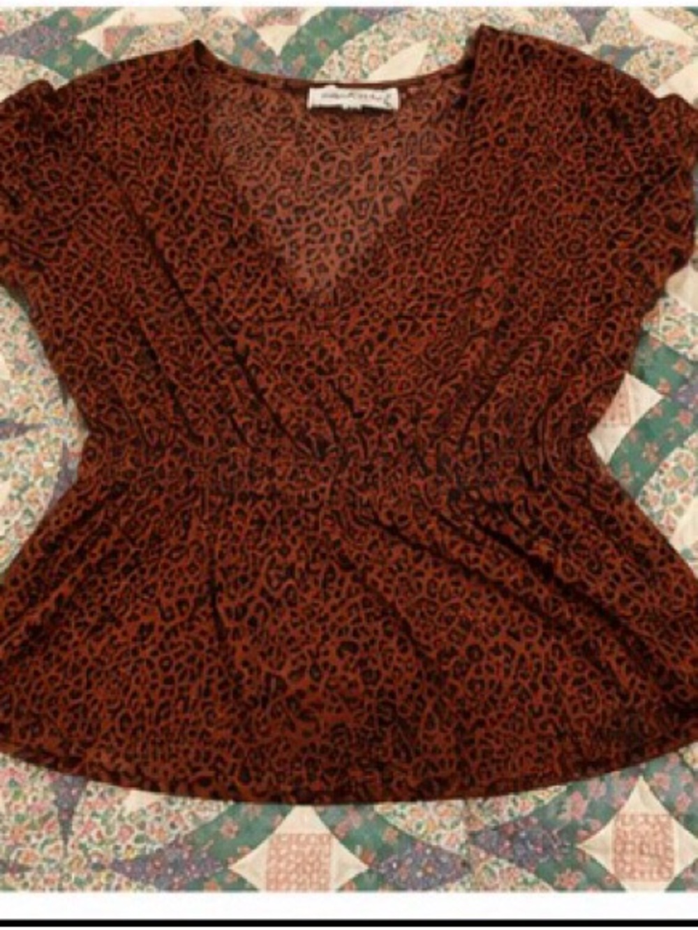 Hippie Rose Brown Leopard Print V-Neck Blouse